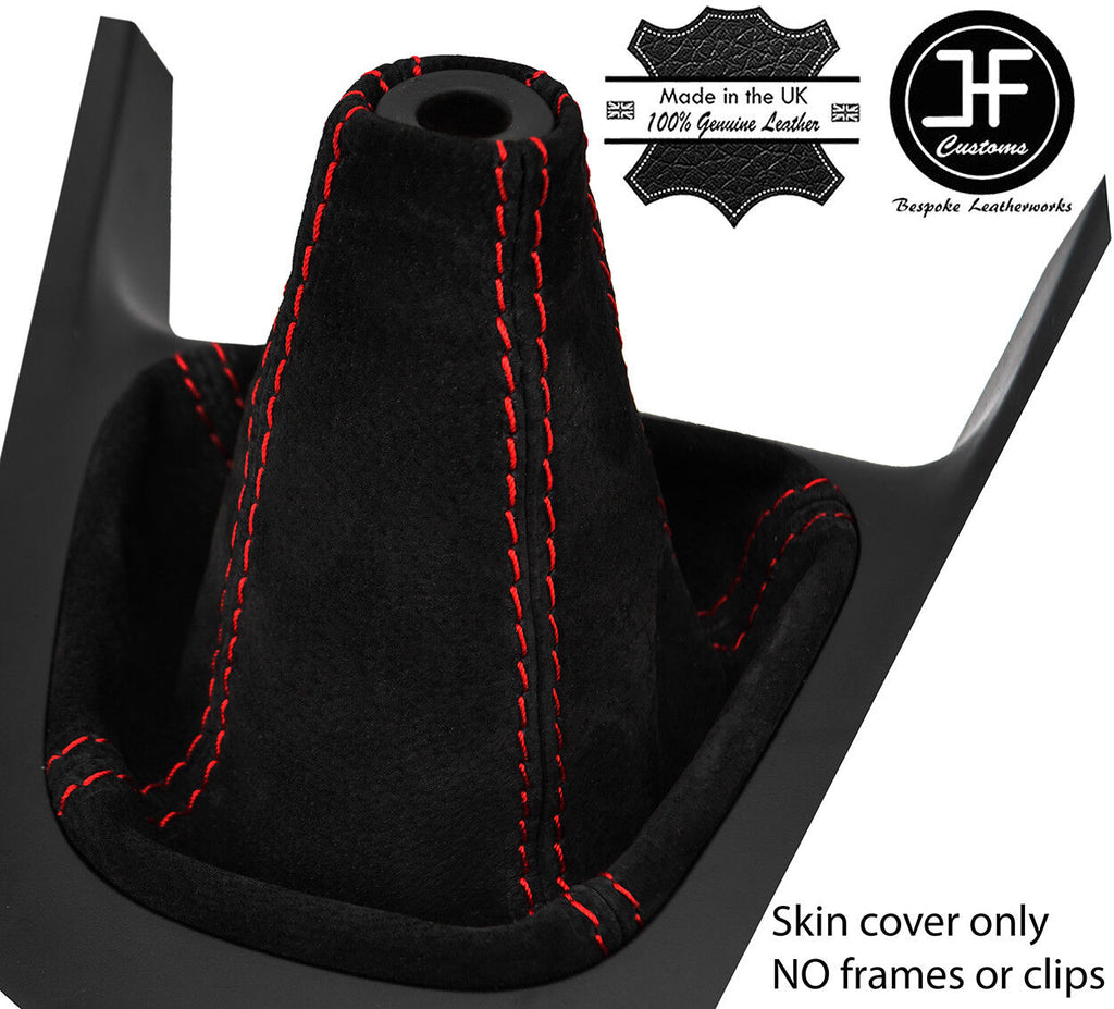 RED STITCHING REAL SUEDE MANUAL GEAR GAITER FITS HYUNDAI I10 2007-2014