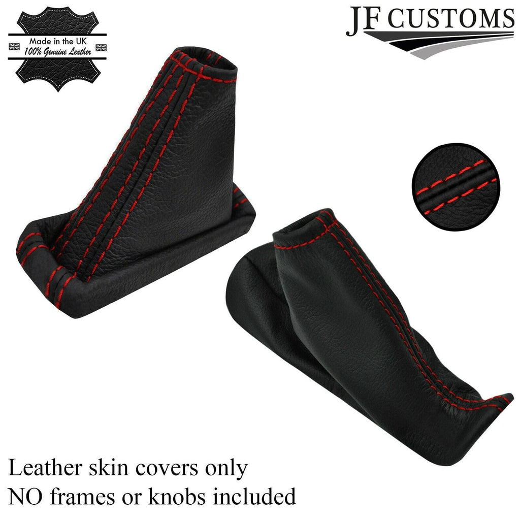 RED STITCH LEATHER AUTO AUTOMATIC GEAR+HANDBRAKE COVERS FOR VOLVO XC70 05-07
