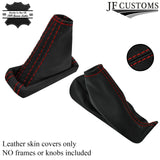 RED STITCH LEATHER AUTO AUTOMATIC GEAR+HANDBRAKE COVERS FOR VOLVO XC70 05-07