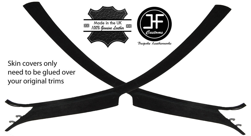 BLACK STITCH 2X A POST PILLAR SUEDE COVERS FITS FORD MUSTANG COUPE 2010-2013