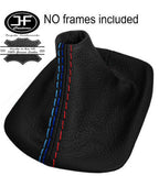 BLACK & TRI STITCH LEATHER MANUAL GEAR GAITER FITS BMW 5 SERIES E60 E61 08-10