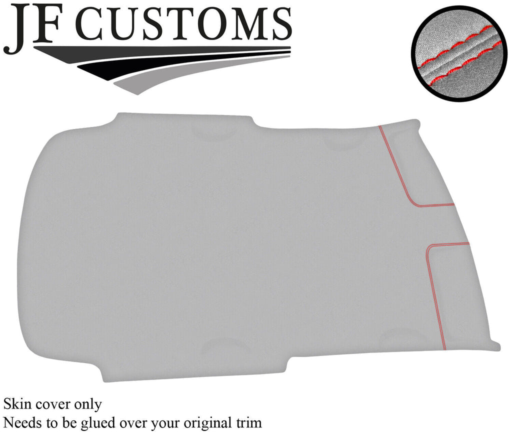 RED STITCH ROOF HEADLINING LIGHT GREY LUXE SUEDE COVER FOR VW GOLF MK4 3DOOR