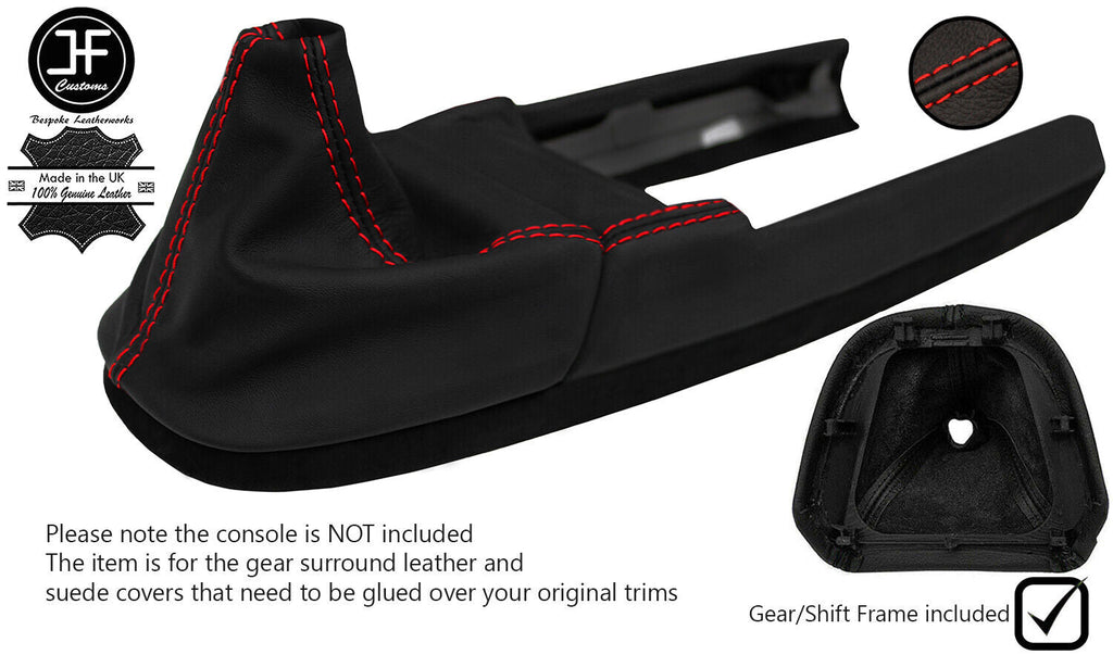 RED STITCH GEAR GAITER+SURROUND COVER NAPPA+SUEDE FOR PORSCHE BOXSTER 987