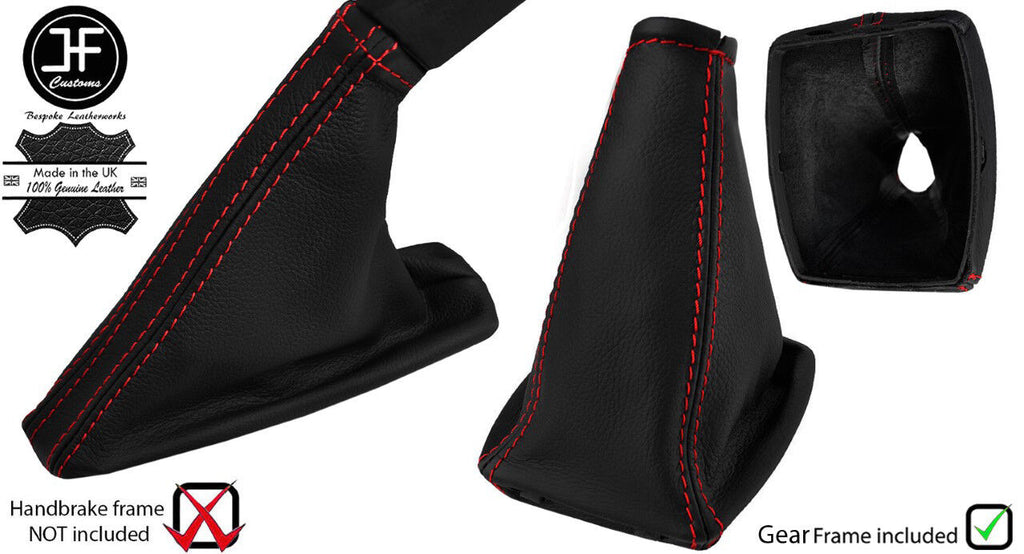 RED STITCH LEATHER GEAR HANDBRAKE GAITER PLASTIC FRAME FOR FORD FOCUS C MAX