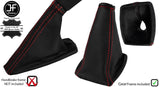 RED STITCH LEATHER GEAR HANDBRAKE GAITER PLASTIC FRAME FOR FORD FOCUS C MAX