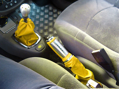 FITS RENAULT CLIO MK2 MK3 98-06 GAITERS SET LEATHER YELLOW CUSTOM NEW MADE IN UK