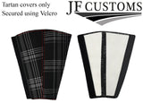 D RED STITCH GREY TARTAN 2X SEAT BELT TALL COVERS FOR VW CADDY MK4 2016-2021