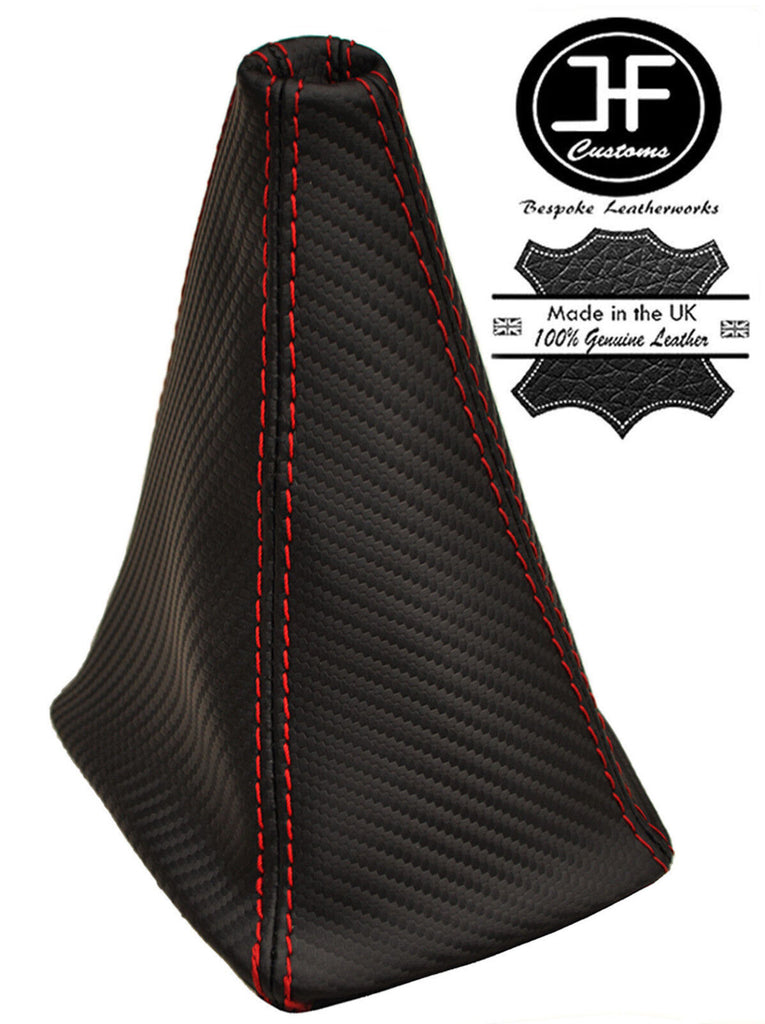 RED STITCH CARBON FIBER VINYL MANUAL GEAR GAITER FITS TOYOTA SERA 1990-1996