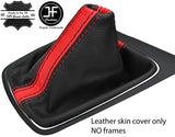 BLACK & RED STRIPE TOP GRAIN LEATHER GEAR GAITER FOR SEAT LEON MK3 12-17
