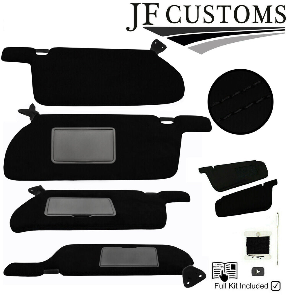 BLACK CROSS STITCH SUEDE 2X SUN VISOR COVERS FOR NISSAN SKYLINE R34 99-02