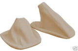 FITS BMW E46 3 SERIES GEAR HANDBRAKE BOOTS LEATHER BEIGE CUSTOM NEW MADE IN UK