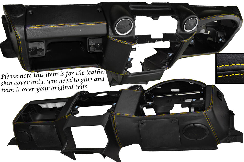 YELLOW STITCH DASH DASHBOARD LEATHER SKIN COVER FITS LAND ROVER DEFENDER 07-14