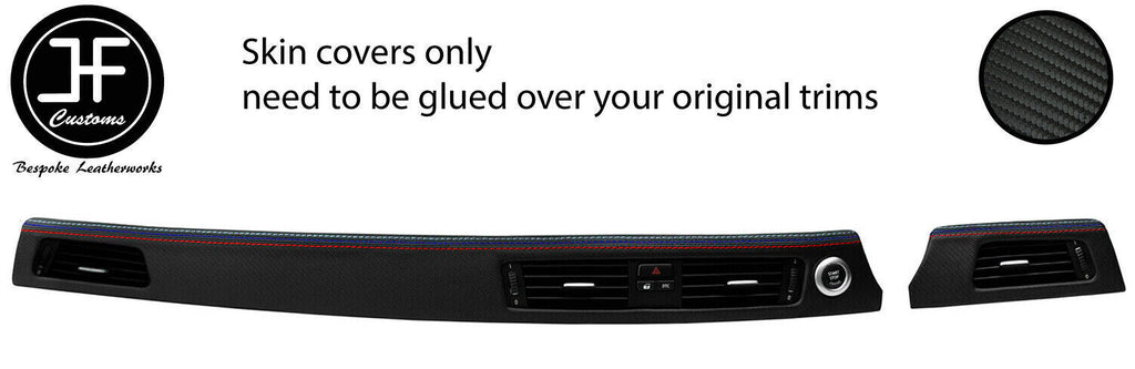 TRI STITCH DASHBOARD VENT TRIM CARBON VINYL COVERS FOR BMW 3 E90 E91 E92 E93