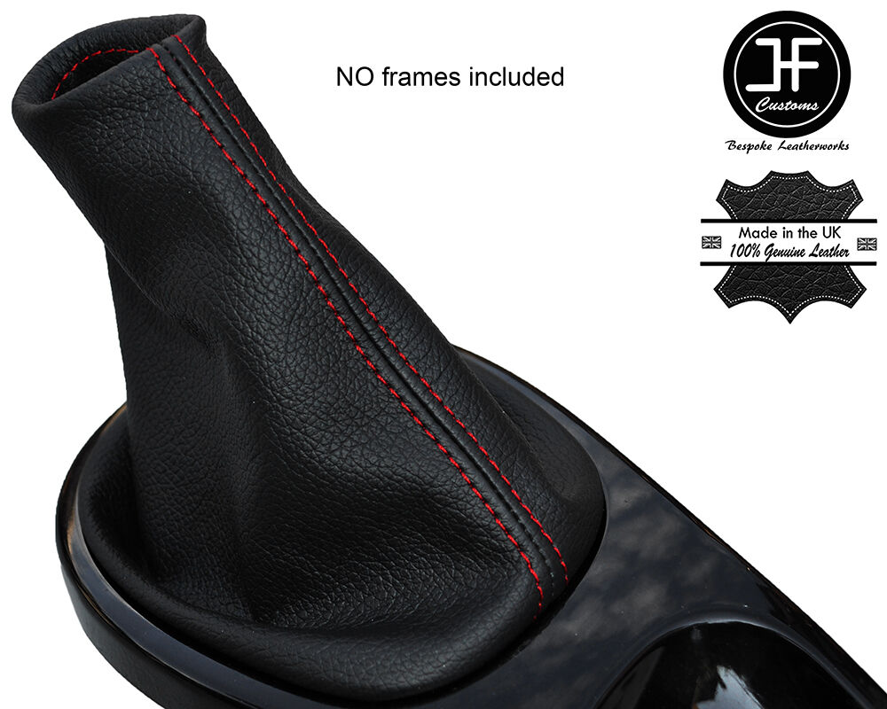 RED STITCHING MANUAL LEATHER GEAR GAITER FITS DACIA DUSTER 2010-2015 CUSTOM NEW