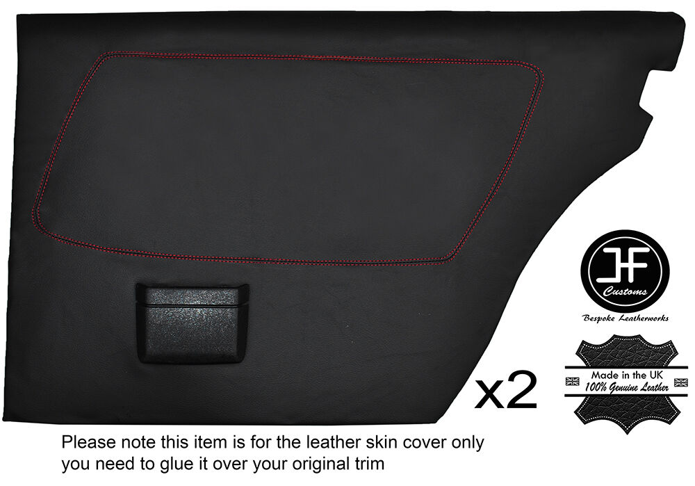 RED STITCH 2X REAR FULL DOOR CARD LEATHER COVERS FITS MERCEDES W123 1978-1985