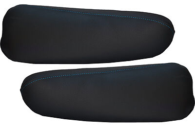 blue sttich FITS PEUGEOT 307 00-08 2X FRONT SEATS ARMREST LEATHER COVERS ONLY