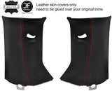RED  STITCH 2X UPPER D PILLAR LEATHER COVERS FOR LAND ROVER DISCOVERY 4 09-16