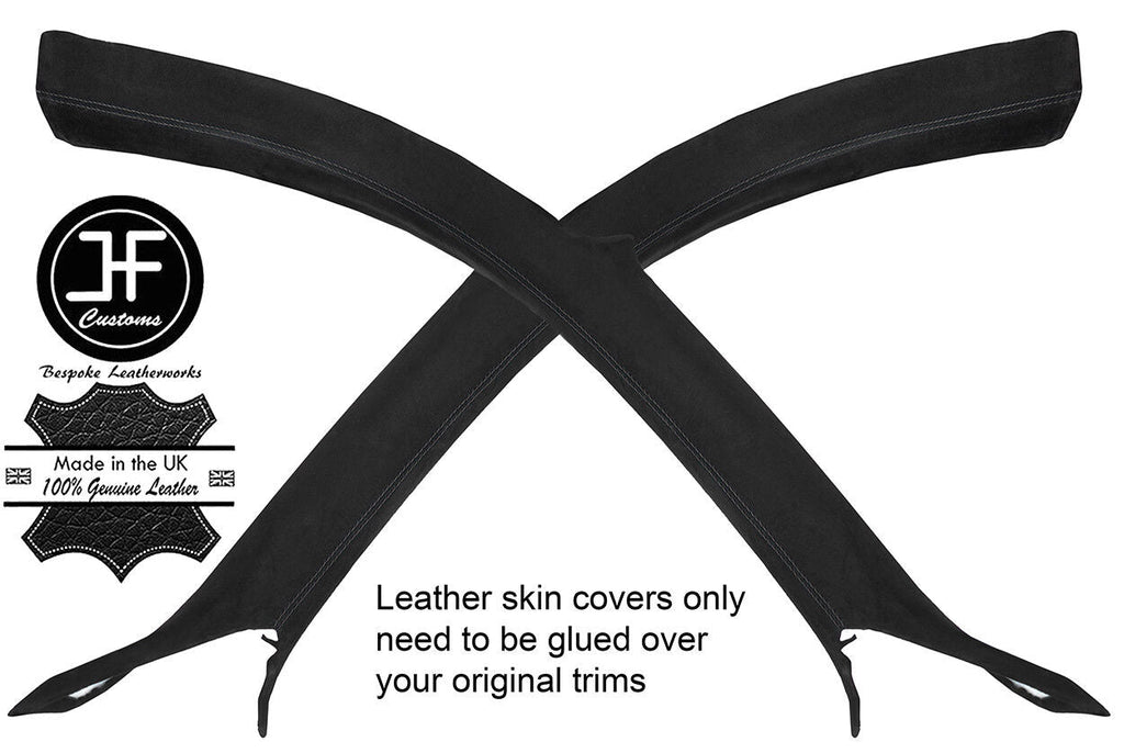 BLACK STITCH 2X A PILLAR REAL SUEDE COVERS FITS AUDI TT MK2 06-14 COUPE
