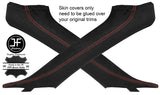 RED STITCH 2X A PILLAR SUEDE COVERS FOR AUDI TT CONVERTIBLE 98-06 STYLE 2
