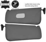 GREY REAL LEATHER 2X SUN VISOR COVERS FOR MERCEDES SL C107 R107 1971-1989