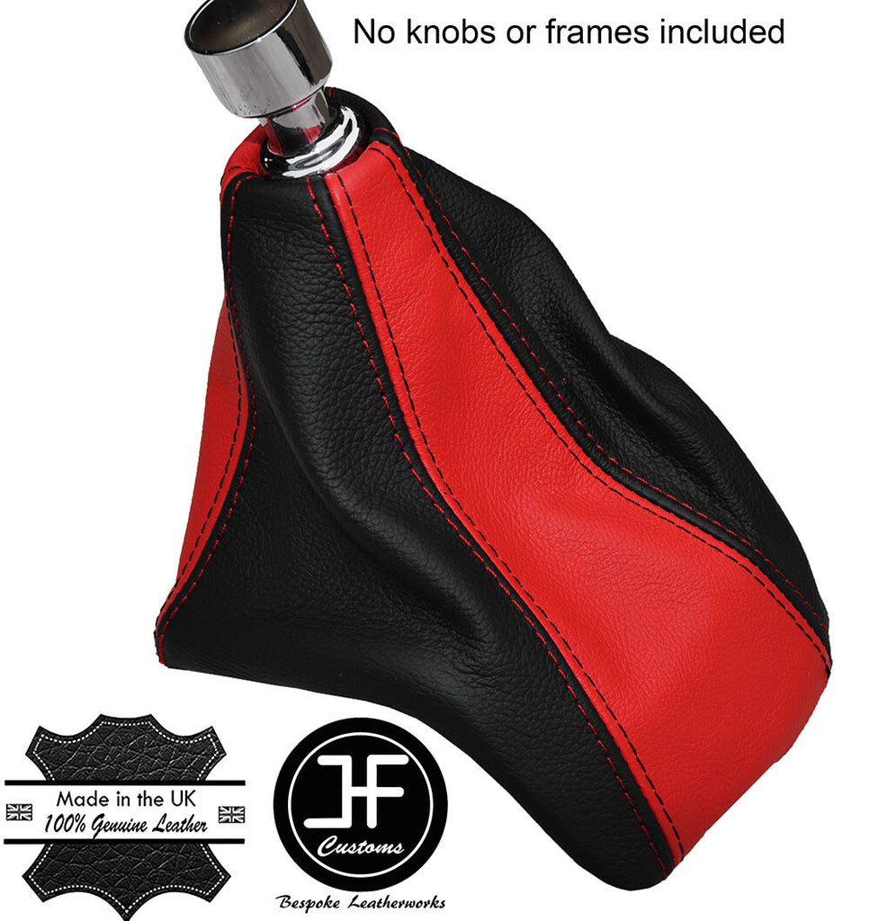 BLACK & RED LEATHER MANUAL GEAR GAITER FITS FORD TRANSIT CUSTOM 2013-16