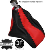 BLACK & RED LEATHER MANUAL GEAR GAITER FITS FORD TRANSIT CUSTOM 2013-16