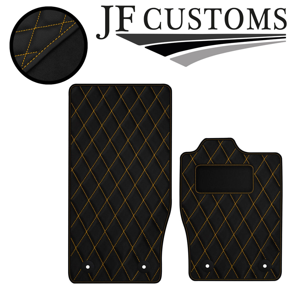 YELLOW DIAMOND STITCH VINYL 2X TAILORED FLOOR CARPET FOR JAGUAR F-TYPE 13-21 JF1
