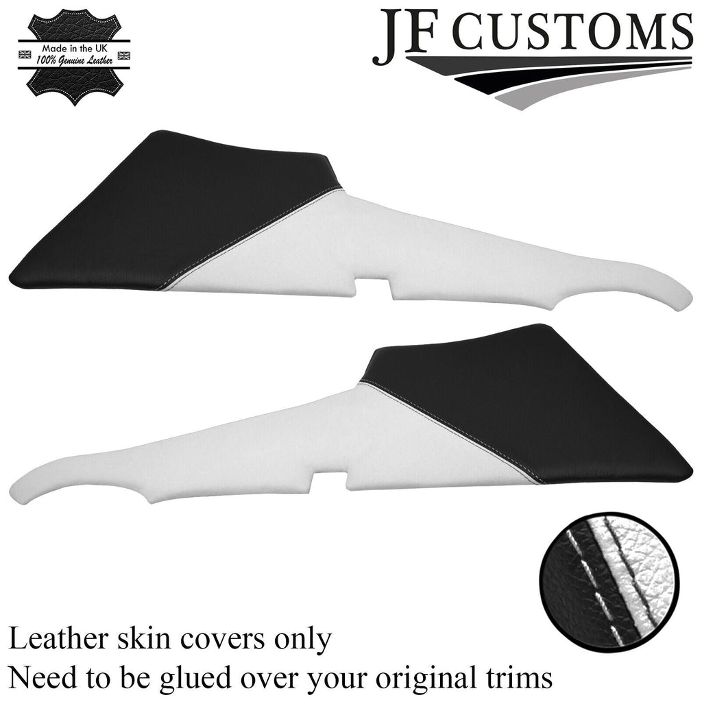 WHITE & BLACK TWO TONE LEATHER 2X REAR C POST PILLAR COVERS FOR MG MGB GT