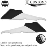 WHITE & BLACK TWO TONE LEATHER 2X REAR C POST PILLAR COVERS FOR MG MGB GT