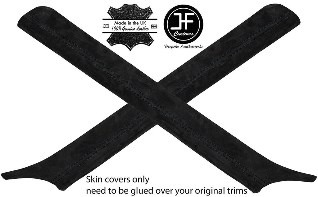 BLACK STITCH 2X A PILLAR SUEDE COVERS FITS BMW 3 SERIES E30 84-93 CONVERTIBLE