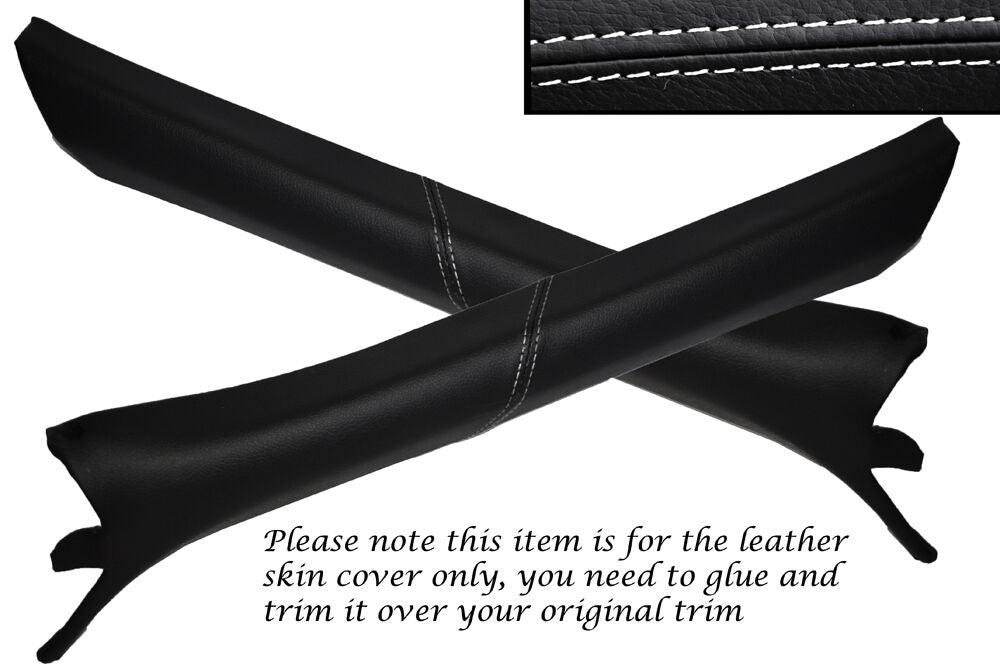 WHITE STITCH 2X A PILLAR LEATHER COVERS FITS BMW E36 COUPE & CONVERTIBLE 91-98