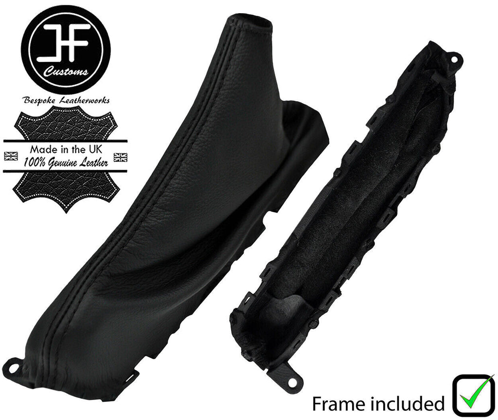 BLACK STITCH LEATHER HANDBRAKE GAITER +PLASTIC FRAME FITS MAZDA 3 2014-2016