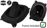 BLACK STITCH LEATHER GEAR GAITER+PLASTIC FRAME FITS MAZDA RX7 FD3S 92-02