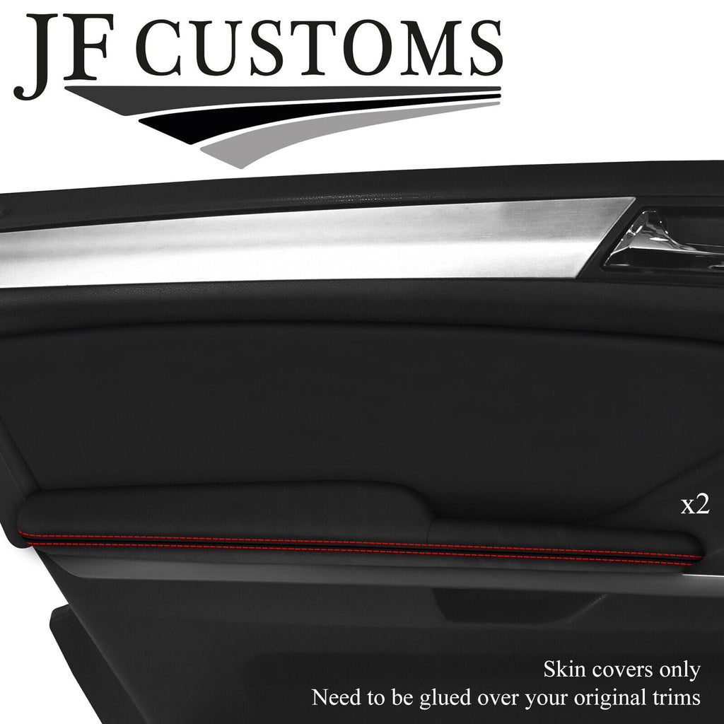 RED STITCH D GREY SUEDE 2X FRONT DOOR ARMREST COVER FOR MERCEDES ML W164 05-11
