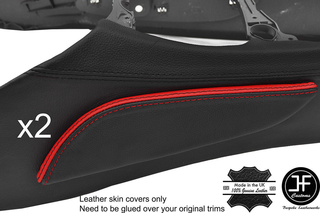 BLACK & RED LEATHER 2X KNEE PAD COVERS FITS BMW Z4 E85 E86 2003-2009 STYLE 2