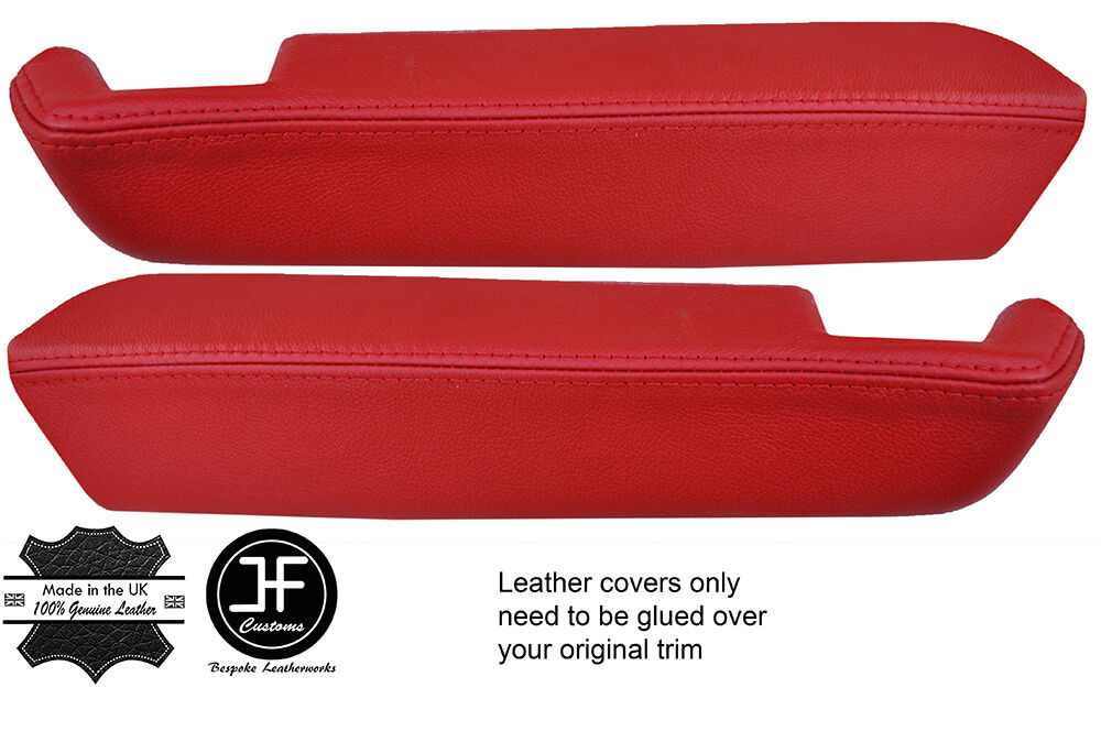 RED LEATHER 2X REAR DOOR ARMREST COVER FITS MERCEDES C124 E CLASS COUPE