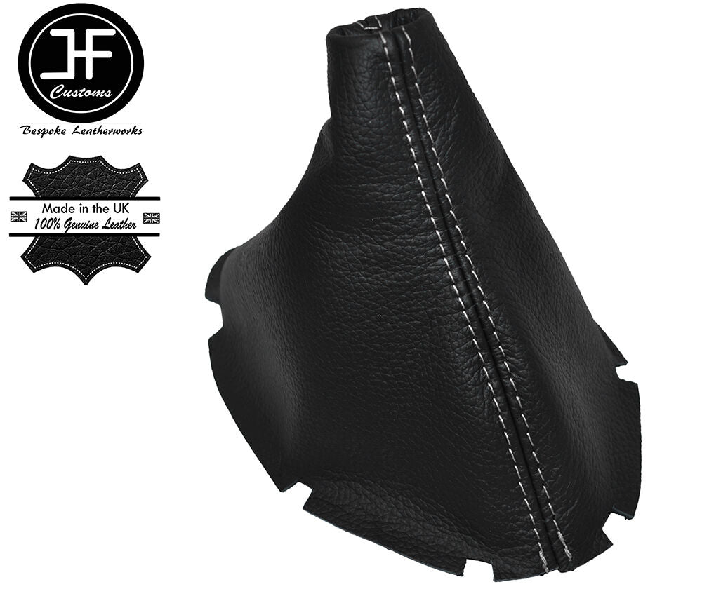 WHTE STITCH MANUAL BLACK LEATHER GEAR GAITER FITS JAGUAR S-TYPE 1999-2008