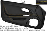 YELLOW STITCH 2X FULL DOOR CARD LEATHER SKIN COVER FITS MITSUBISHI FTO 1994-2001