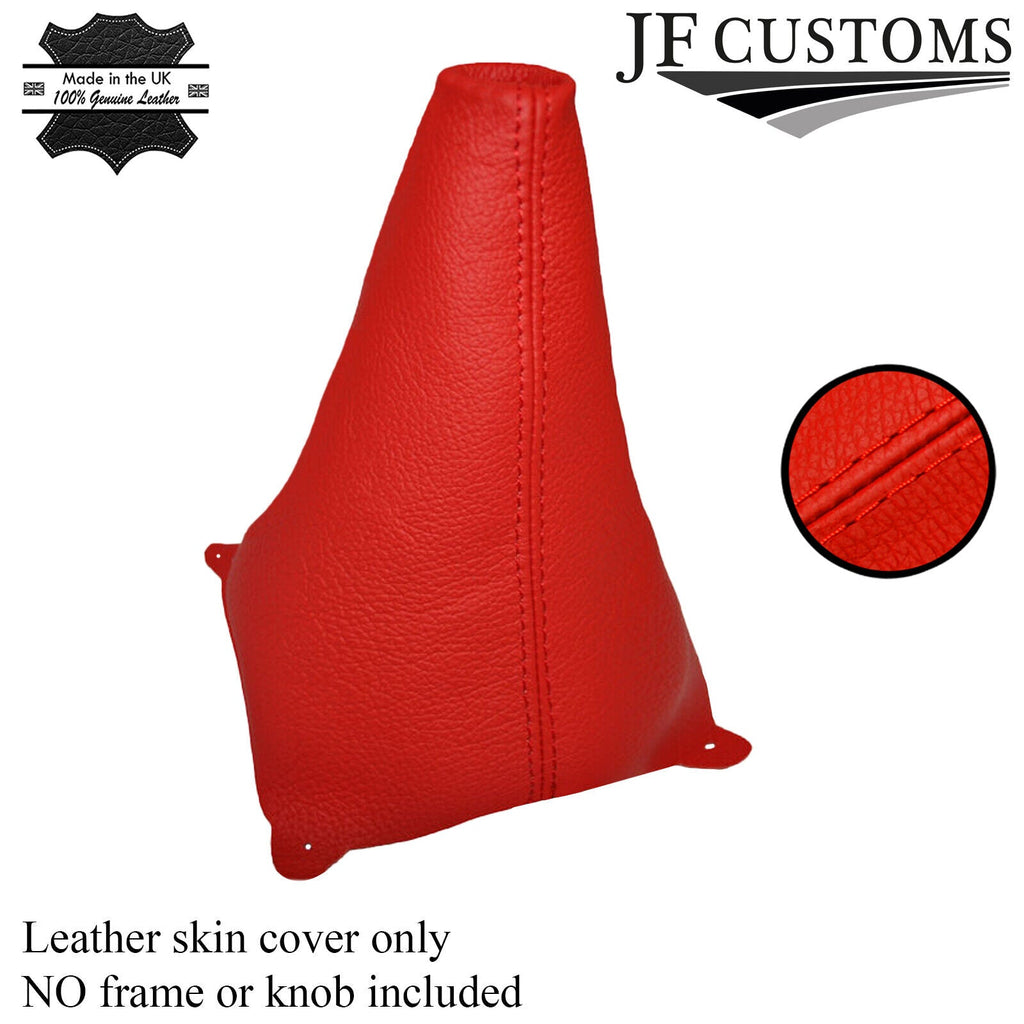 RED LEATHER FITS FORD FIESTA MK7  2008-2013 GEAR GAITER DOUBLE STITCHED