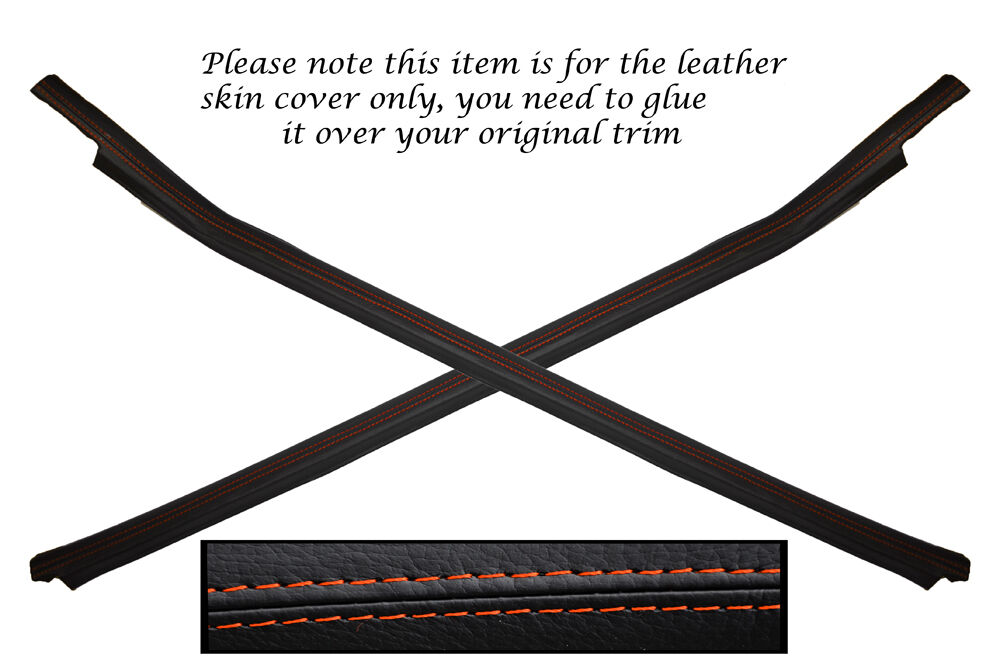 ORANGE STITCH 2X DOOR SILL TRIM LEATHER SKIN COVERS FITS PORSCHE 924 944
