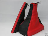 FITS VAUXHALL OPEL OMEGA B HANDBRAKE GEAR GAITER LEATHER RED &  BLACK CUSTOM NEW