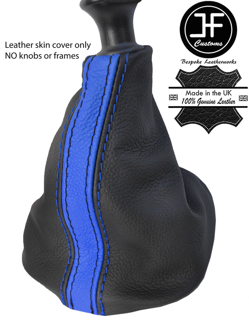 BLACK & BLUE STRIPE  REAL LEATHER MANUAL GEAR GAITER FITS RENAULT TRAFIC 01-14