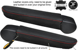 RED STITCHING 2X ARMREST LEATHER COVERS FITS VW T6 TRANSPORTER 2016-2019