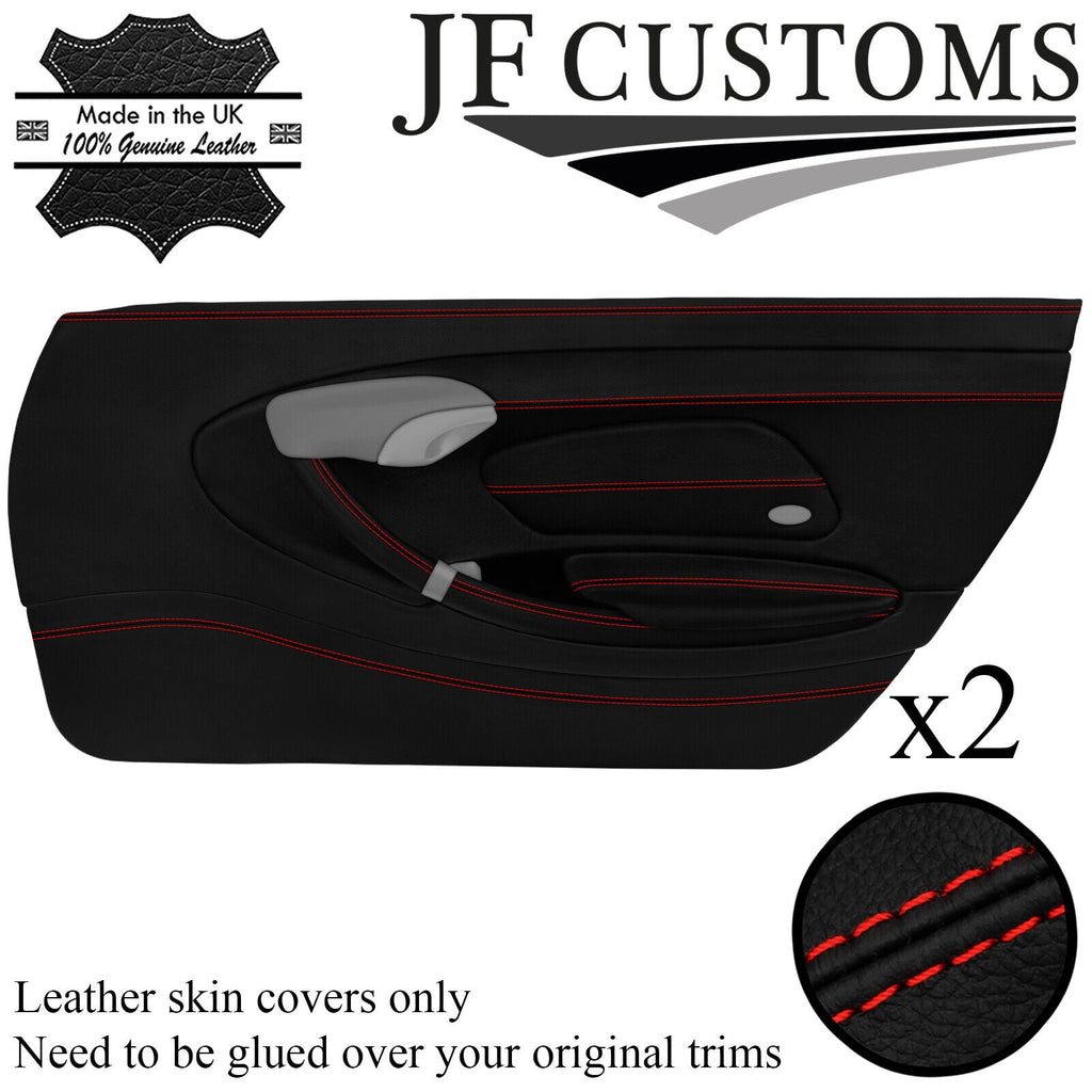 RED STITCH  LEATHER 2X FULL DOOR CARD COVER FOR PORSCHE BOXSTER 986 96-04 JF1