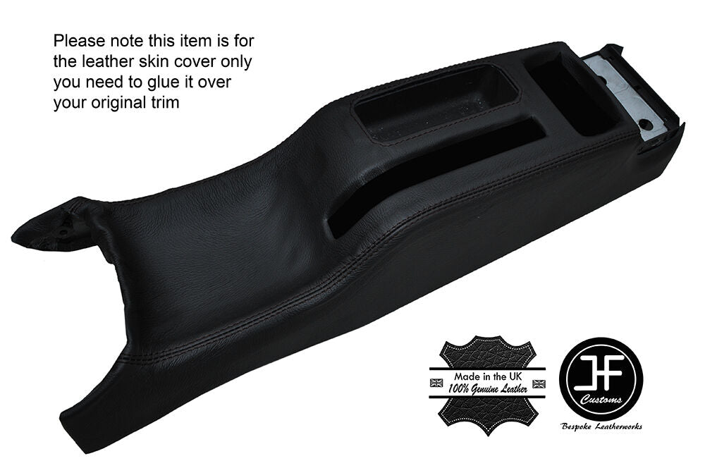 BLACK STICH CENTER CONSOLE LEATHER COVER FITS VW GOLF MK4 IV JETTA 1998-2005