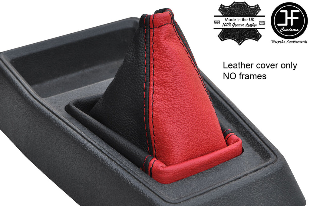 BLACK & RED TOP GRAIN REAL LEATHER GEAR GAITER FOR PEUGEOT 205 MK2 PHASE 2