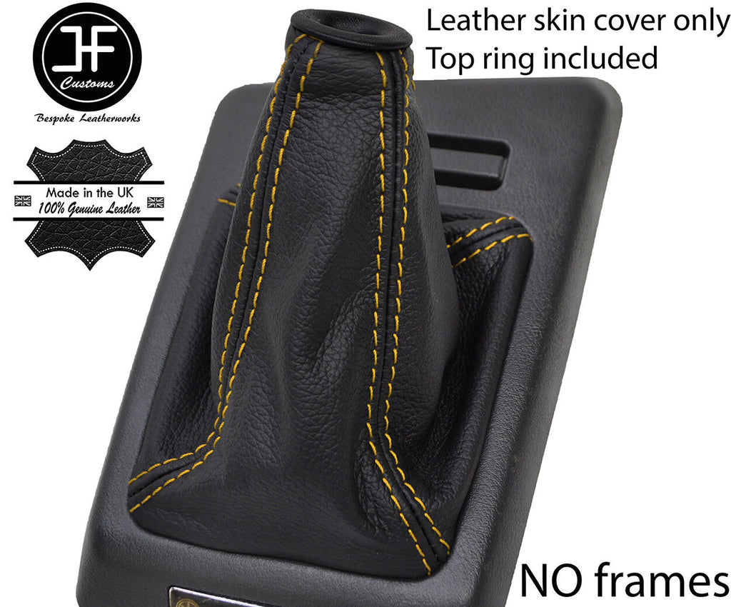 YELLOW STITCH TOP GRAIN REAL LEATHER GEAR GAITER FITS VW CORRADO 1988-1995