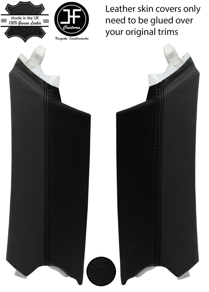 BLACK REAL TOP GRAIN LEATHER 2X REAR UPPER C PILLAR COVERS FITS AUDI Q5 08-15
