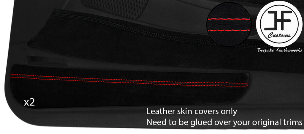 RED STITCH 2X BOTTOM DOOR POCKET SUEDE COVERS FOR BMW 8 SERIES E31 90-99