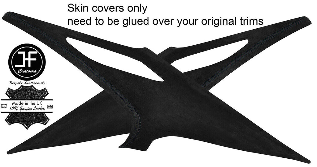 BLACK STITCH 2X REAR C PILLAR SUEDE COVERS FITS BMW 5 SERIES E39 95-03 SALOON
